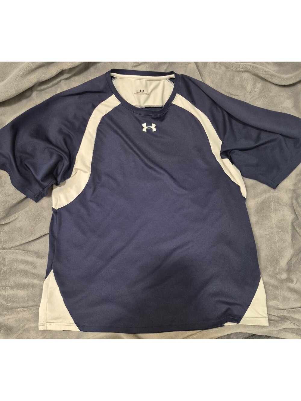 Under Armour Men's Dominate Athletic Shirt Navy & White Sz L